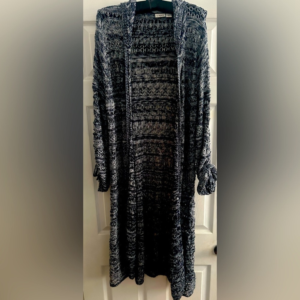 Cato Winter Long or 3/4 sleeve Hooded Cardigan Full Length, sz XL